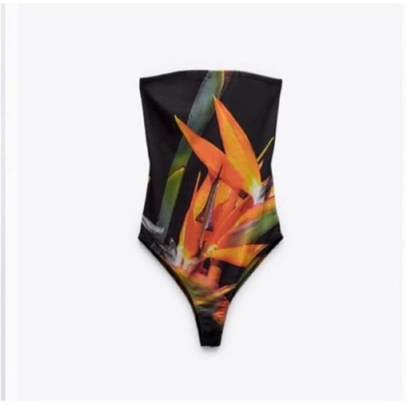 New NWT Zara Tropical Paradise Mesh Bodysuit Size Small Top Only - Picture 5 of 8